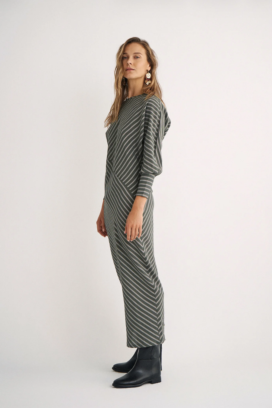 Magnolya vestido berta green stripes - Imagen 3