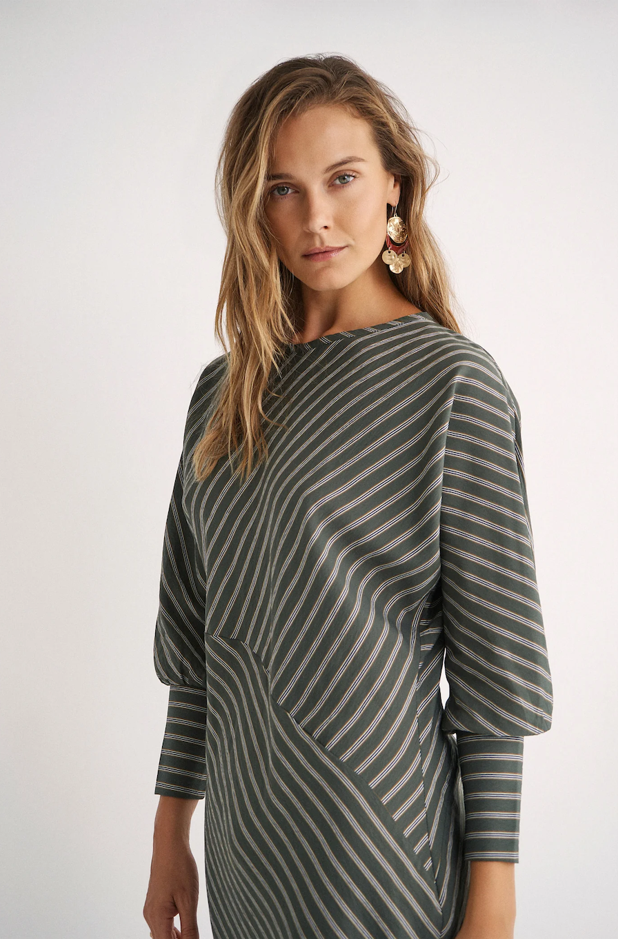 Magnolya vestido berta green stripes - Imagen 5