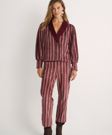 Magnolya pantalón rayan granate stripes velvet