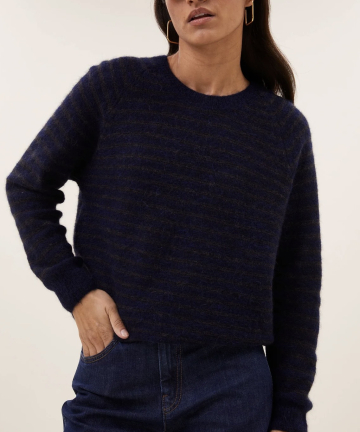 By Bar jersey spila raglan rayas finas marrones