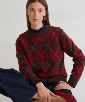 Yerse jersey rombos chocolate y rojo
