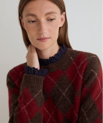 Alternative view of Yerse jersey rombos chocolate y rojo