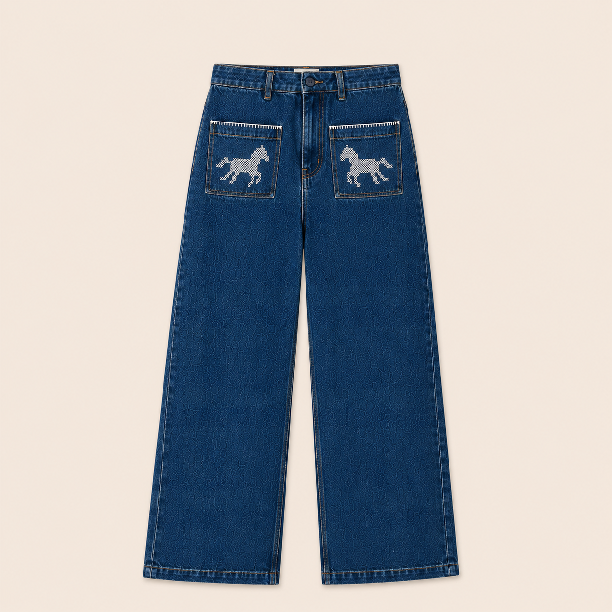 Tiny big sisters embroidered horses jeans