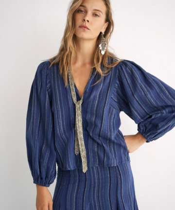 Magnolya blusa lisa blue stripes