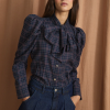 Sophie+Lucie blusa pajarita madras azul