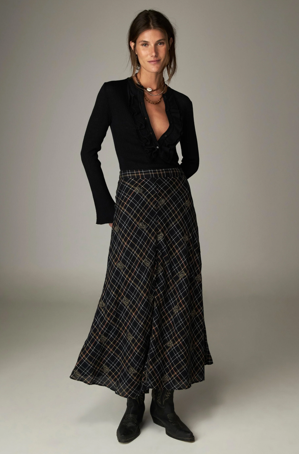 Maison Hotel falda nelly noir plaid - Imagen 2