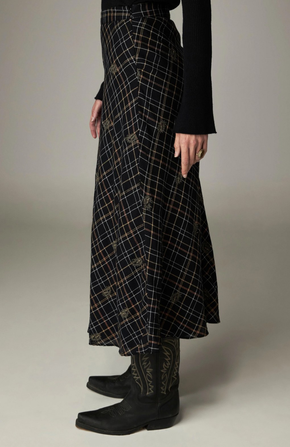 Maison Hotel falda nelly noir plaid - Imagen 4