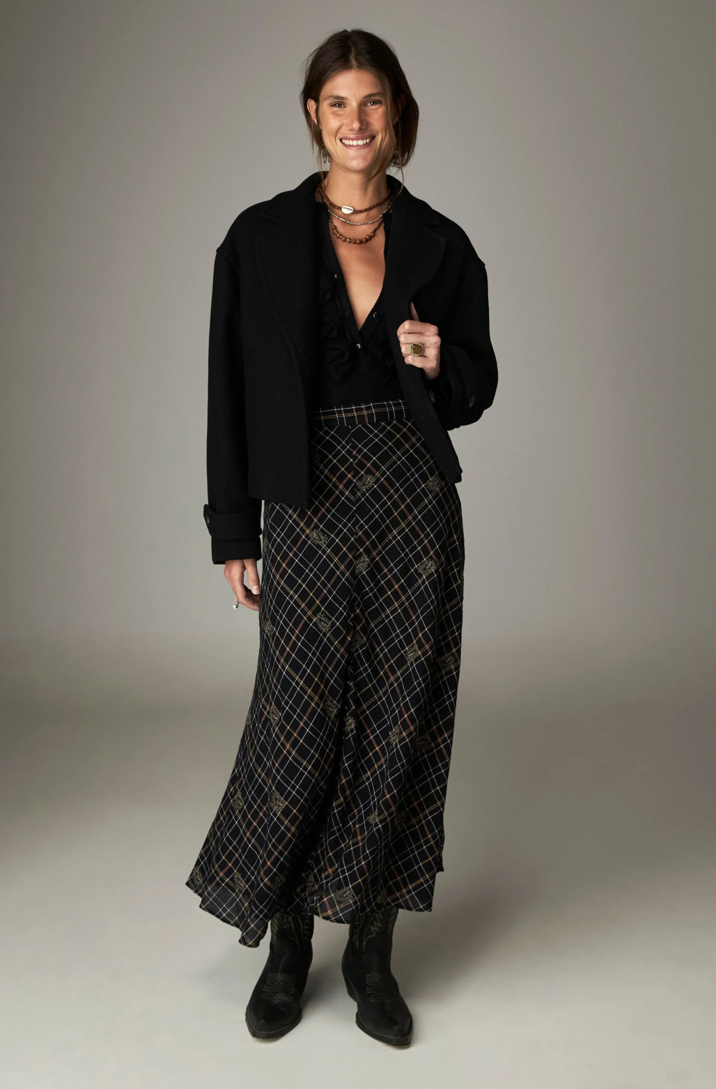 Maison Hotel falda nelly noir plaid - Imagen 6