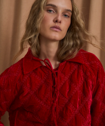 Sophie+Lucie chaqueta paloma terciopelo rojo