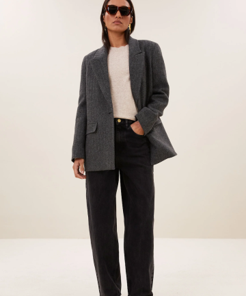 Alternative view of Bybar nes herringbone blazer dark grey melee