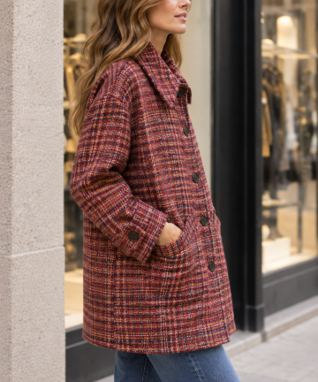 Alternative view of SeeuSoon abrigo corto tweed burgundy