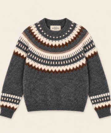 Petite Mendigote jersey maddison alpaca gris con greca crudo