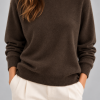 Solocascmir jersey marrón cuello caja 100% cashmere