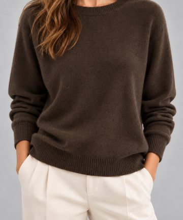 Solocascmir jersey marrón cuello caja 100% cashmere