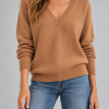Solocascmir jersey cacao cuello pico 100% cashmere