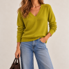 Solocascmir jersey verde cuello pico 100% cashmere