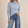 Solocascmir jersey cuello alto azul cielo 100% cashmere