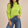 Solocascmir jersey cuello alto verde ácido 100% cashmere