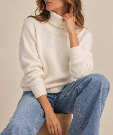 Solocascmir jersey cuello alto crudo 100% cashmere