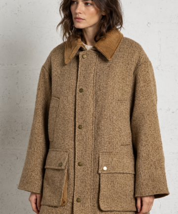 SeeuSoon abrigo corto espiga beige cuello pana