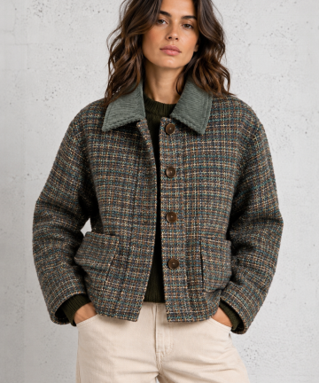 Alternative view of SeeuSoon chaqueta tweed verde cuello pana
