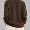 Solocascmir jersey marrón cuello caja 100% cashmere - Imagen 2