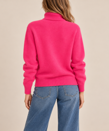 Alternative view of Solocascmir jersey cuello alto rosa fucsia 100% cashmere