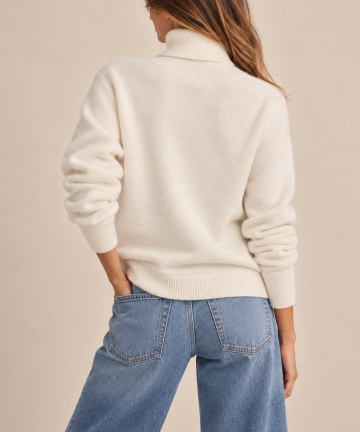 Alternative view of Solocascmir jersey cuello alto crudo 100% cashmere